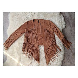 Brown Suede Fringe Cover Up